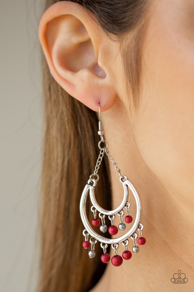 Paparazzi ♥ Free-Spirited Spirit - Red ♥ Earrings
