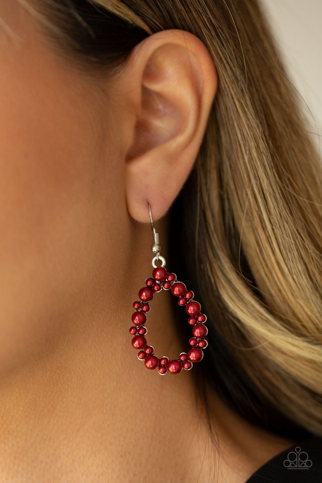 Paparazzi ♥ Pearl Spectacular - Red ♥ Earrings