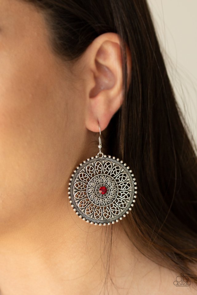Paparazzi ♥ WHEEL and Grace - Red ♥ Earrings