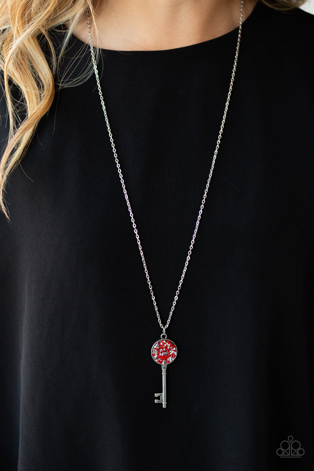 Paparazzi ♥ Key Keepsake - Red ♥  Necklace
