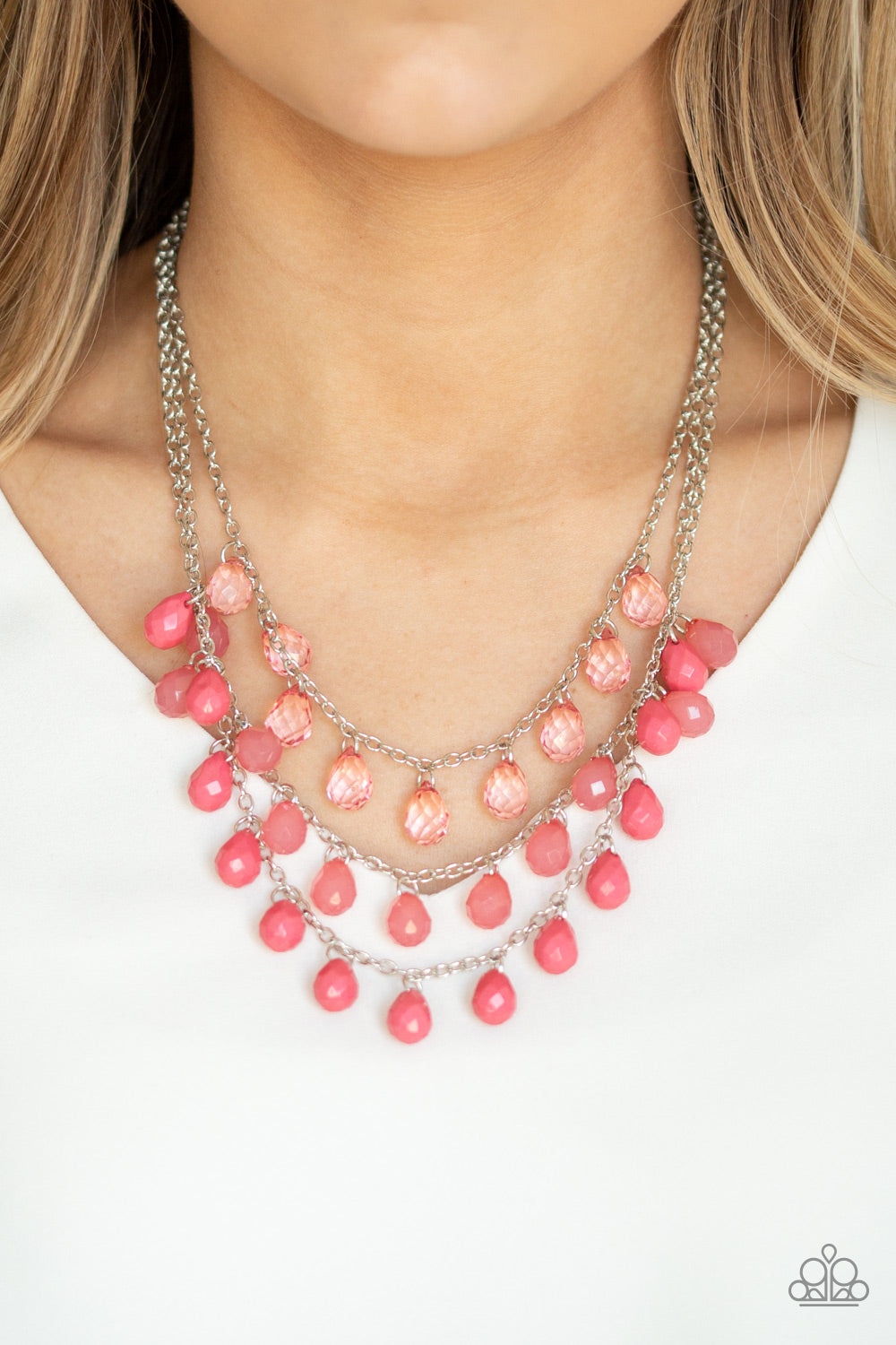 Paparazzi ♥ Melting Ice Caps - Pink ♥  Necklace