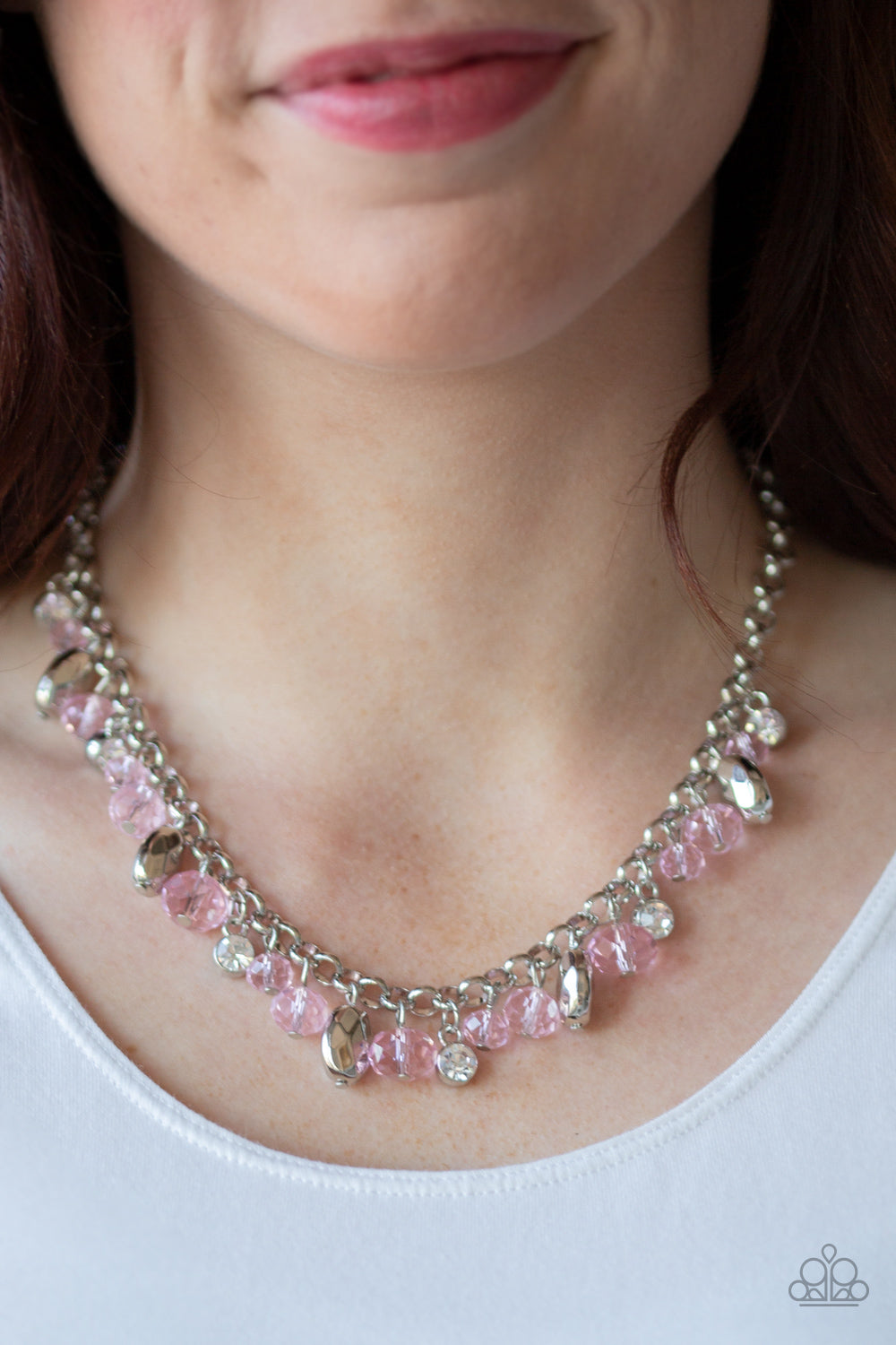 Paparazzi ♥ Downstage Dazzle - Pink ♥  Necklace