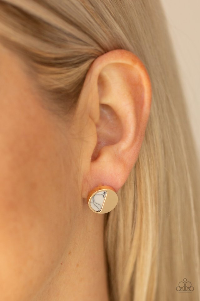 Paparazzi ♥ Marble Minimalist - White ♥ Post Earrings