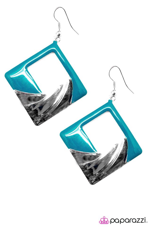 Paparazzi ♥ Square Dancin - Blue ♥ Earrings