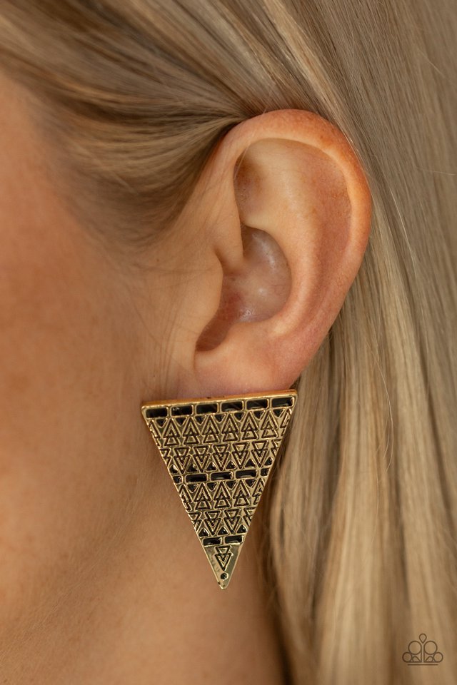 Paparazzi ♥ Terra Tricolor - Brass ♥ Post Earrings