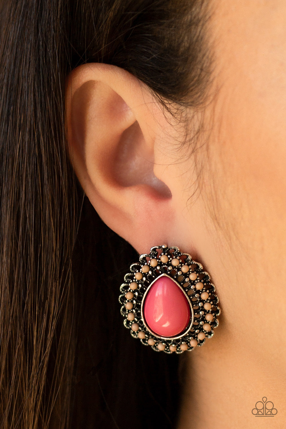 Paparazzi ♥ Beaded Blast - Pink ♥  Post Earrings