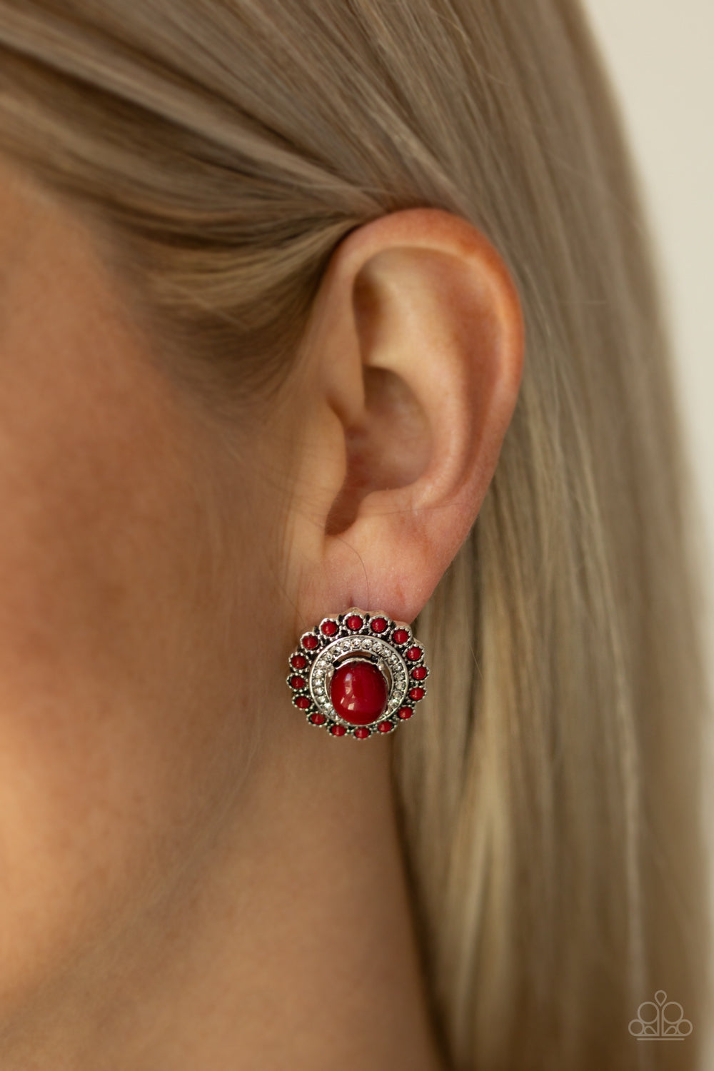 Paparazzi ♥ Floral Flamboyance - Red ♥  Post Earrings