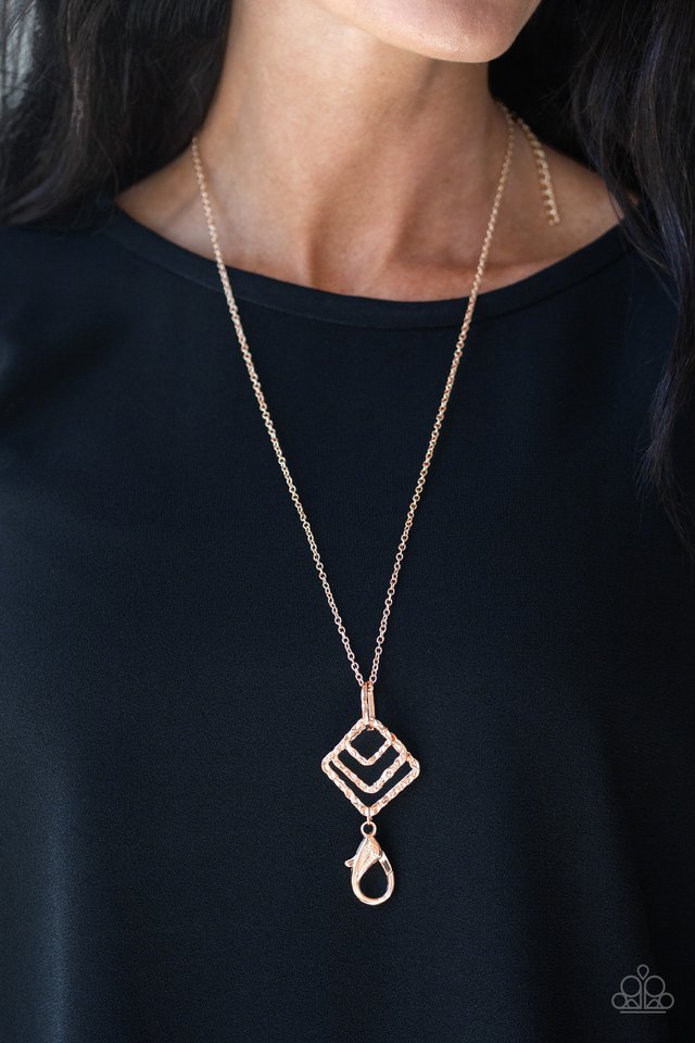 Paparazzi ♥ Square It Up - Gold ♥ Lanyard