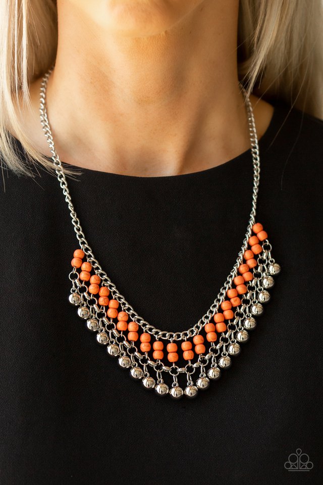 Paparazzi ♥ Beaded Bliss - Orange ♥ Necklace