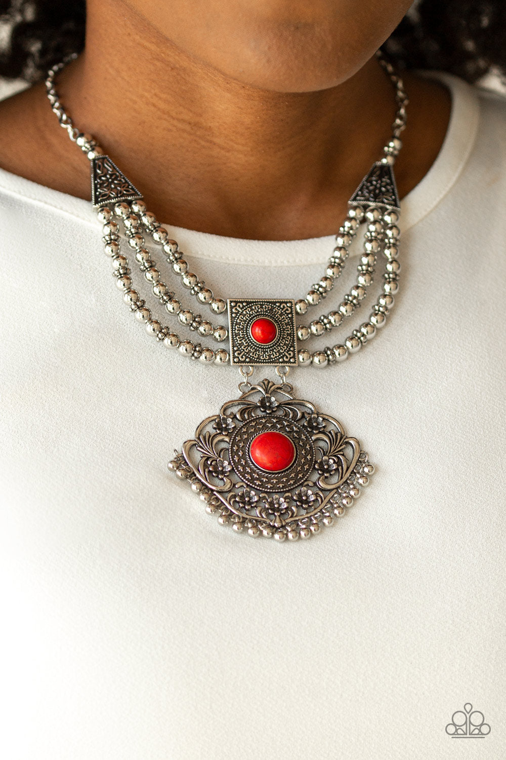Paparazzi ♥ Santa Fe Solstice - Red ♥  Necklace