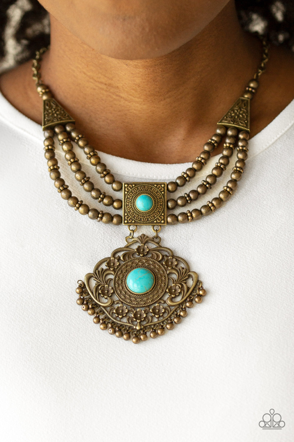 Paparazzi ♥ Santa Fe Solstice - Brass ♥  Necklace