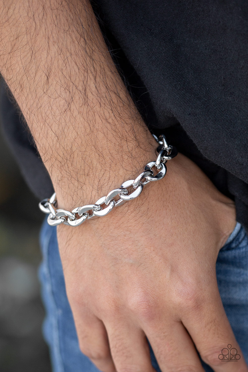 Paparazzi ♥ Step It Up - Silver ♥  Mens Bracelet