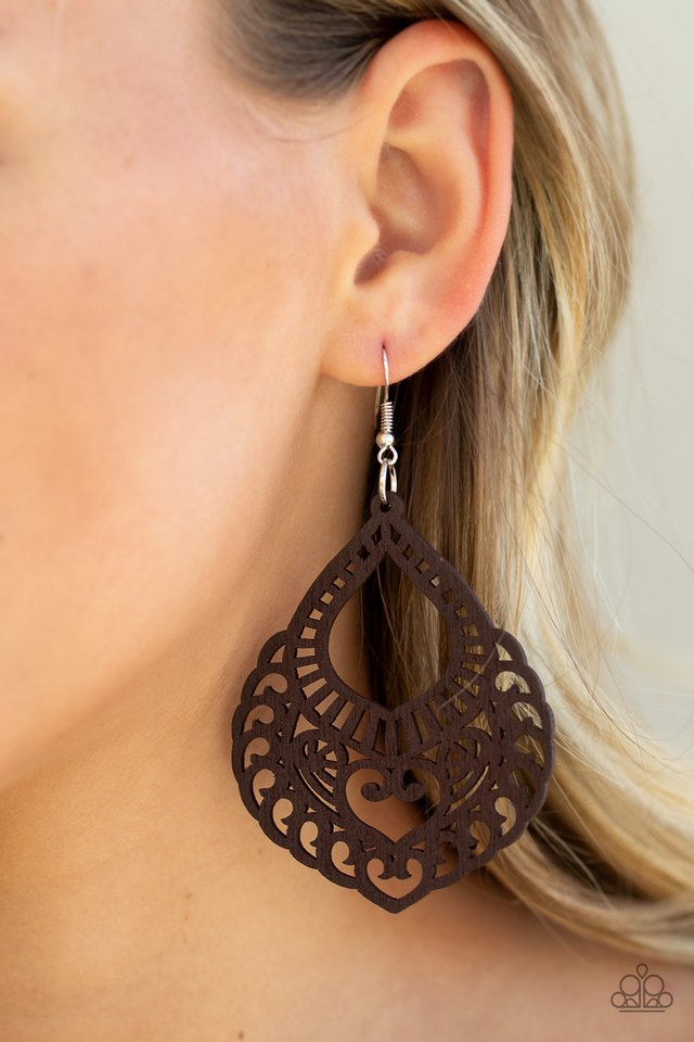 Paparazzi ♥ If You WOOD Be So Kind - Brown ♥ Earrings