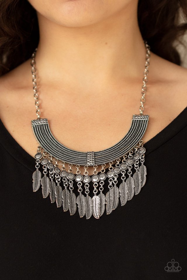 Paparazzi ♥ Fierce in Feathers - Silver ♥ Necklace
