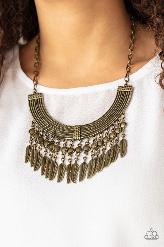Paparazzi ♥ Fierce in Feathers - Brass ♥ Necklace