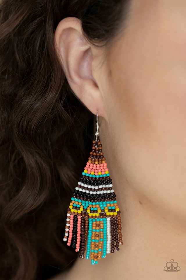 Paparazzi ♥ Beaded Bohemian - Brown ♥ Earrings