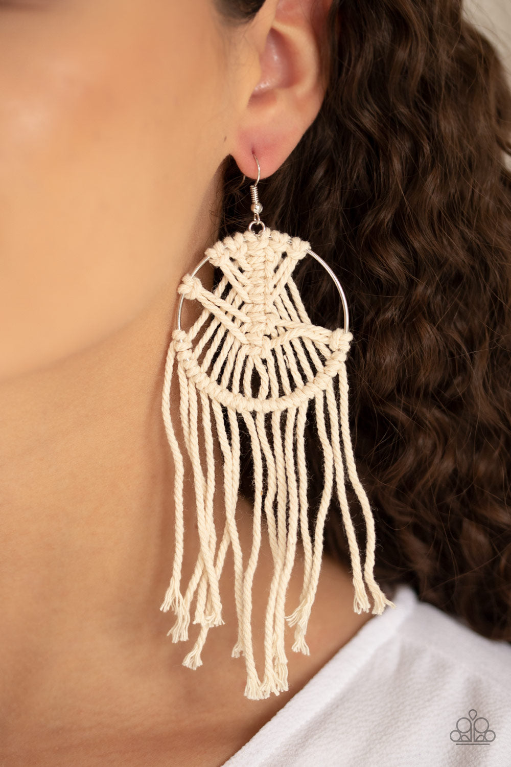 Paparazzi ♥ MACRAME, Myself, and I - White ♥  Earrings