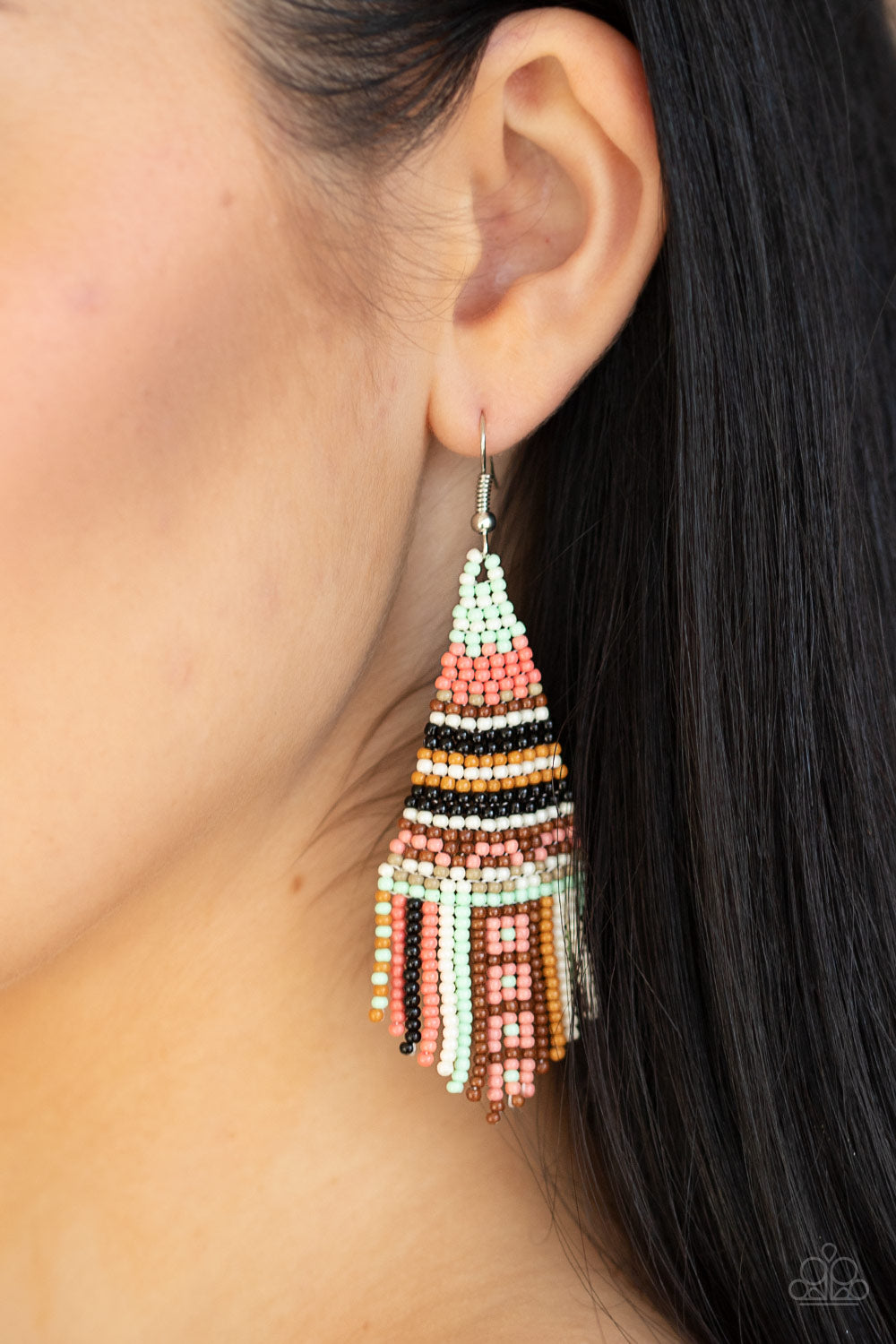 Paparazzi ♥ Beaded Bohemian - Green ♥  Earrings