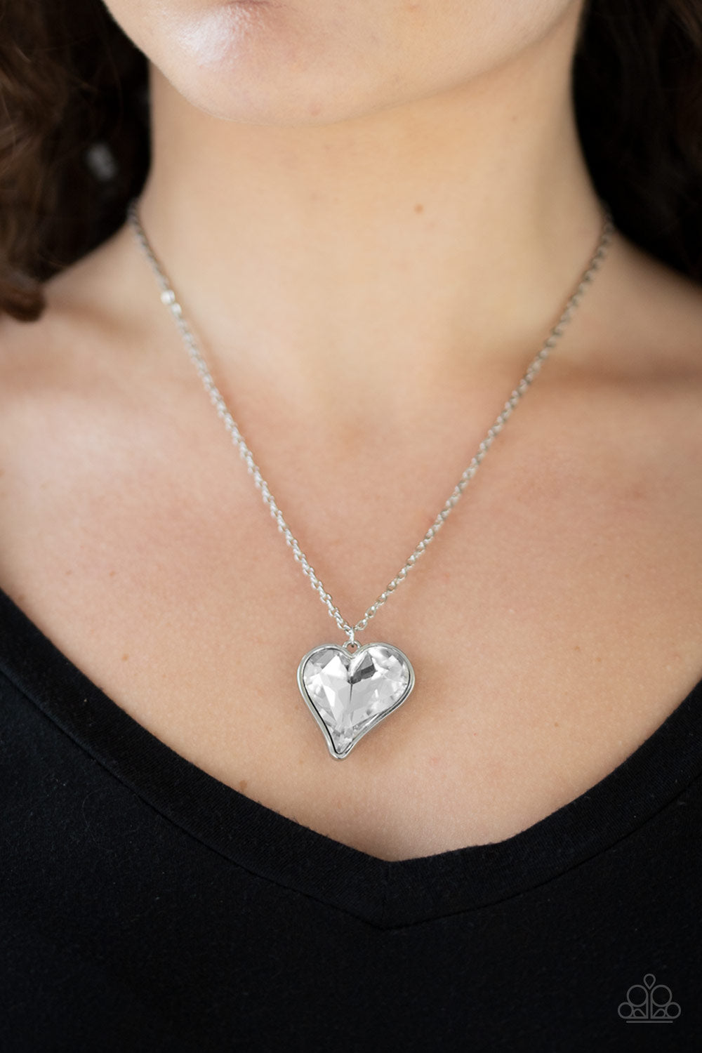 Paparazzi ♥ Heart Flutter - White ♥  Necklace