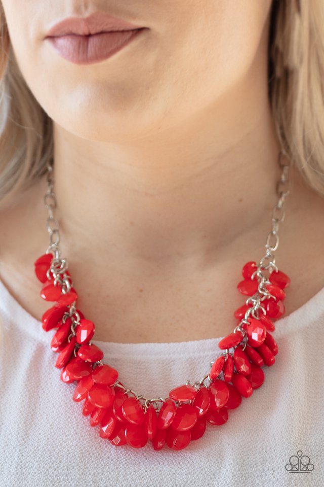 Paparazzi ♥ Colorfully Clustered - Red ♥ Necklace