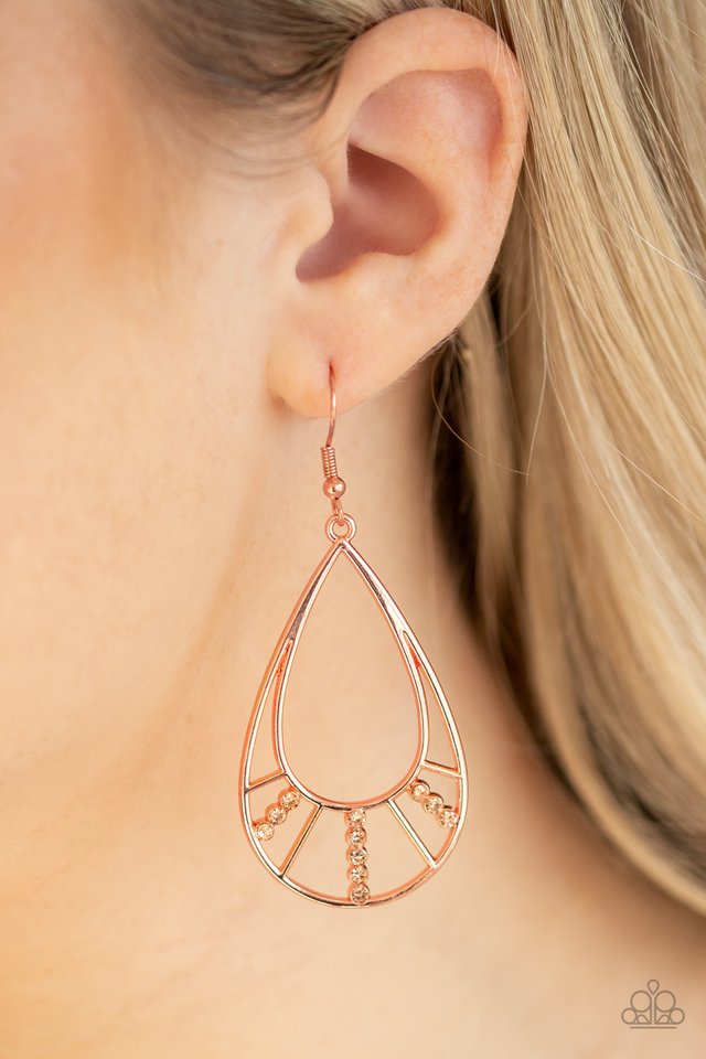 Paparazzi ♥ Line Crossing Sparkle - Copper ♥ Earrings