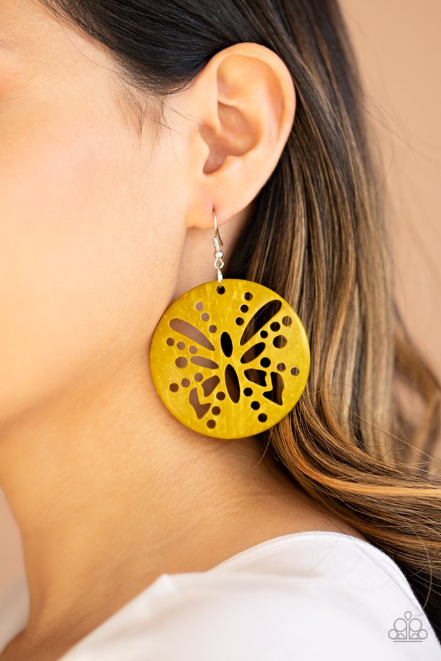 Paparazzi ♥ Bali Butterfly - Yellow ♥ Earrings