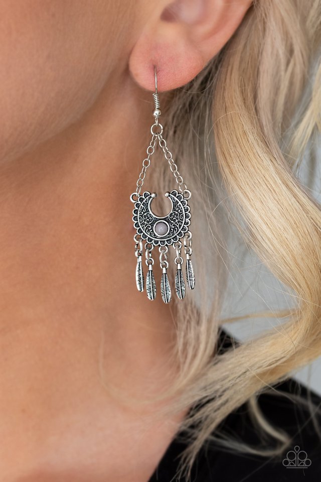 Paparazzi ♥ Fabulously Feathered - Silver ♥ Earrings