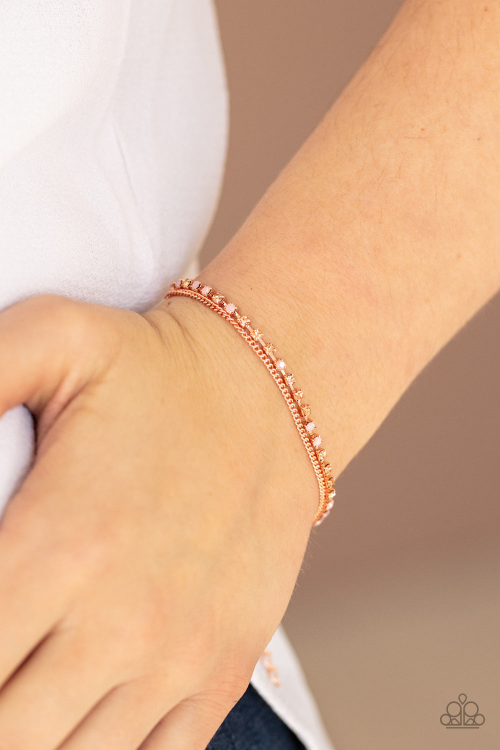 Paparazzi ♥ Double The Diamonds - Copper ♥  Bracelet