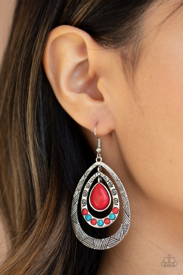 Paparazzi ♥ Terra Teardrops - Red ♥ Earrings