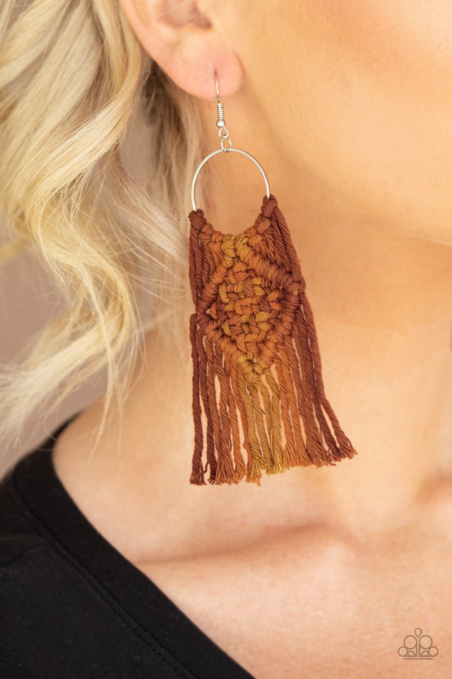 Paparazzi ♥ Macrame Rainbow - Brown ♥ Earrings
