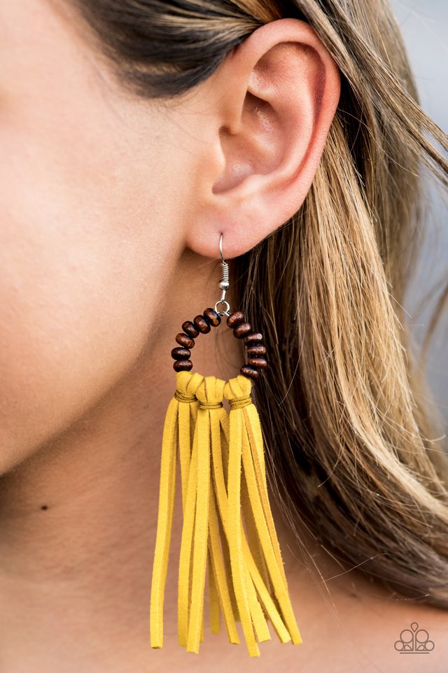 Paparazzi ♥ Easy To PerSUEDE - Yellow ♥ Earrings