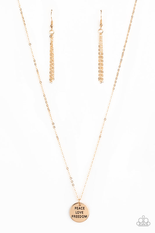 Paparazzi ♥ Freedom Isnt Free - Gold ♥ Necklace