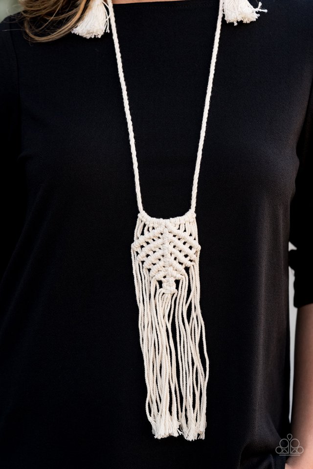 Paparazzi ♥ Macrame Mantra - White ♥ Necklace