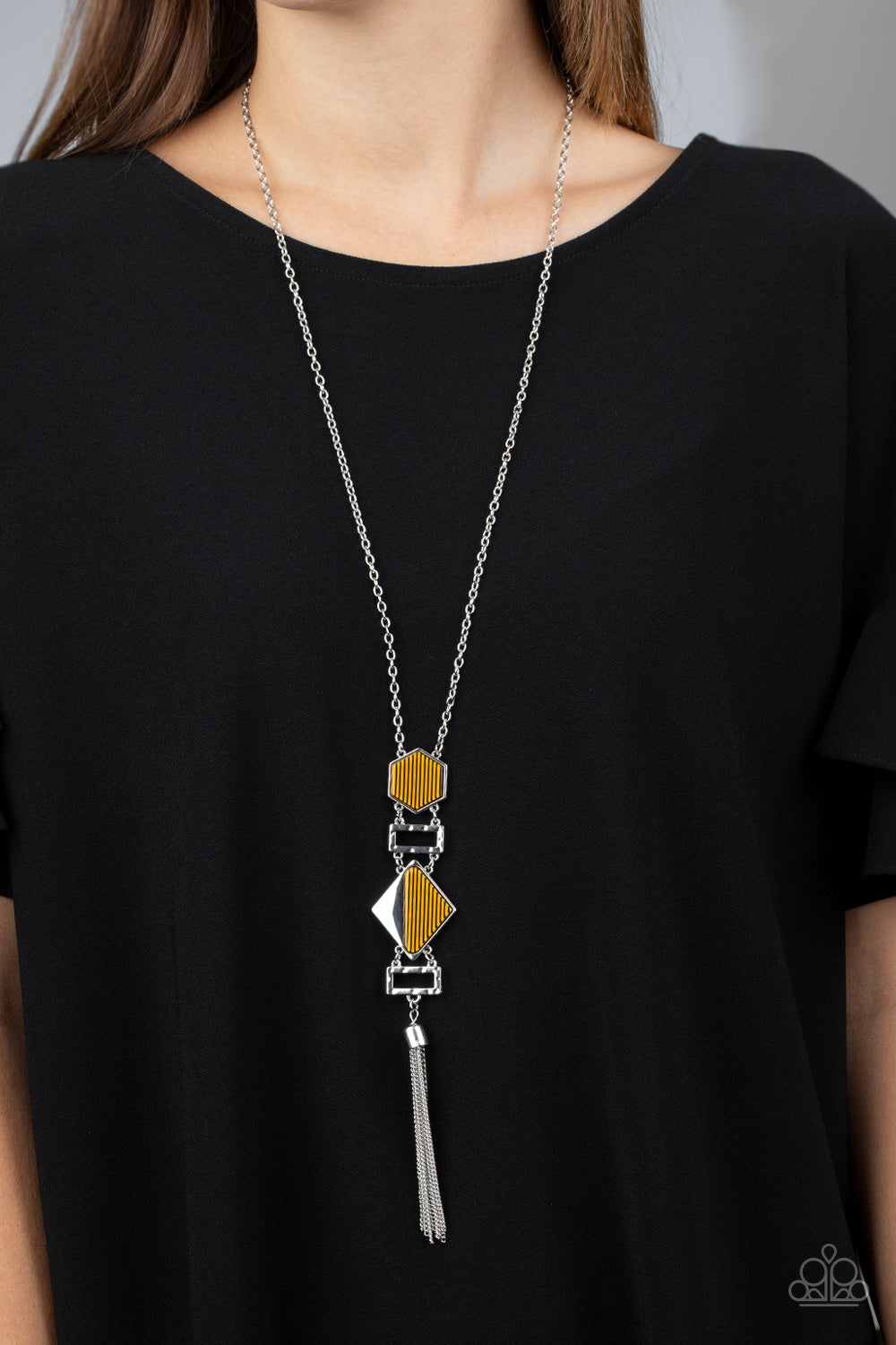 Paparazzi ♥ STRIPE Up a Conversation - Yellow ♥  Necklace