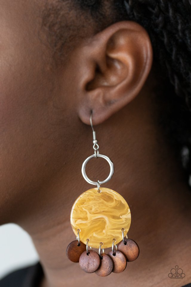 Paparazzi ♥ Beach Waves - Yellow ♥ Earrings