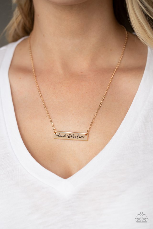 Paparazzi ♥ Land Of The Free - Gold ♥ Necklace