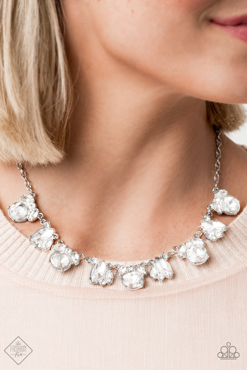 Paparazzi ♥ BLING to Attention - White ♥  Necklace
