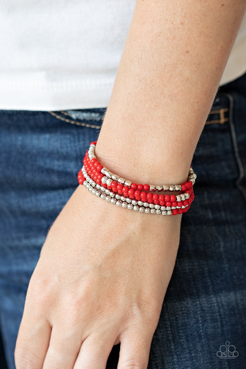 Paparazzi ♥ Stacked Showcase - Red ♥  Bracelet