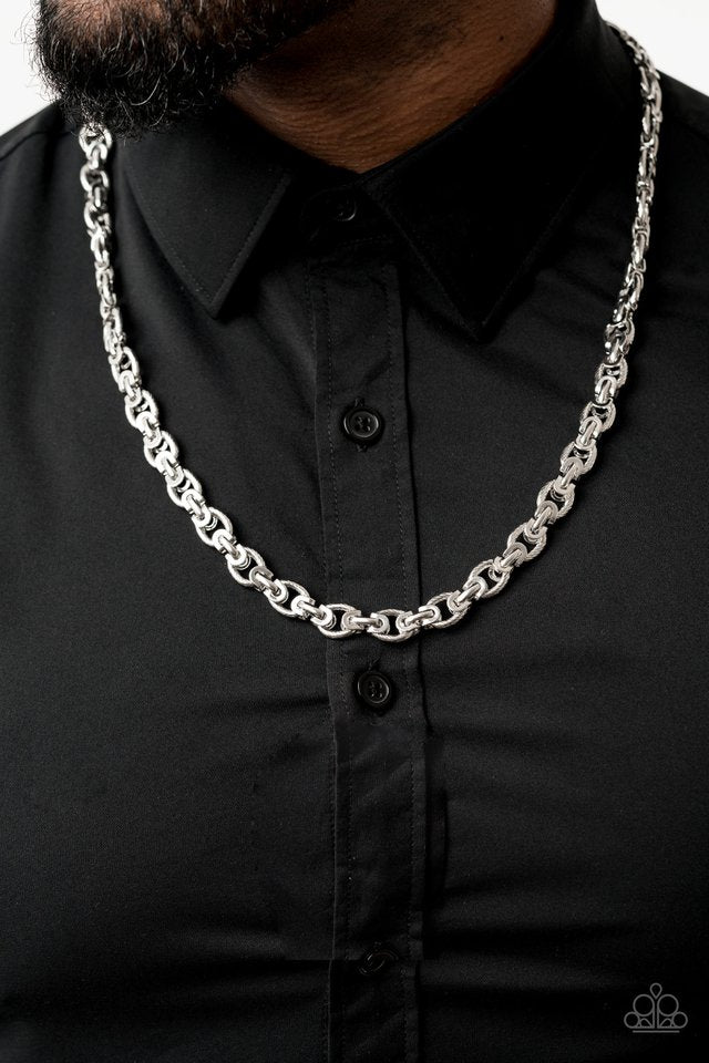 Paparazzi ♥ Grit and Gridiron - Silver ♥ Mens Necklace
