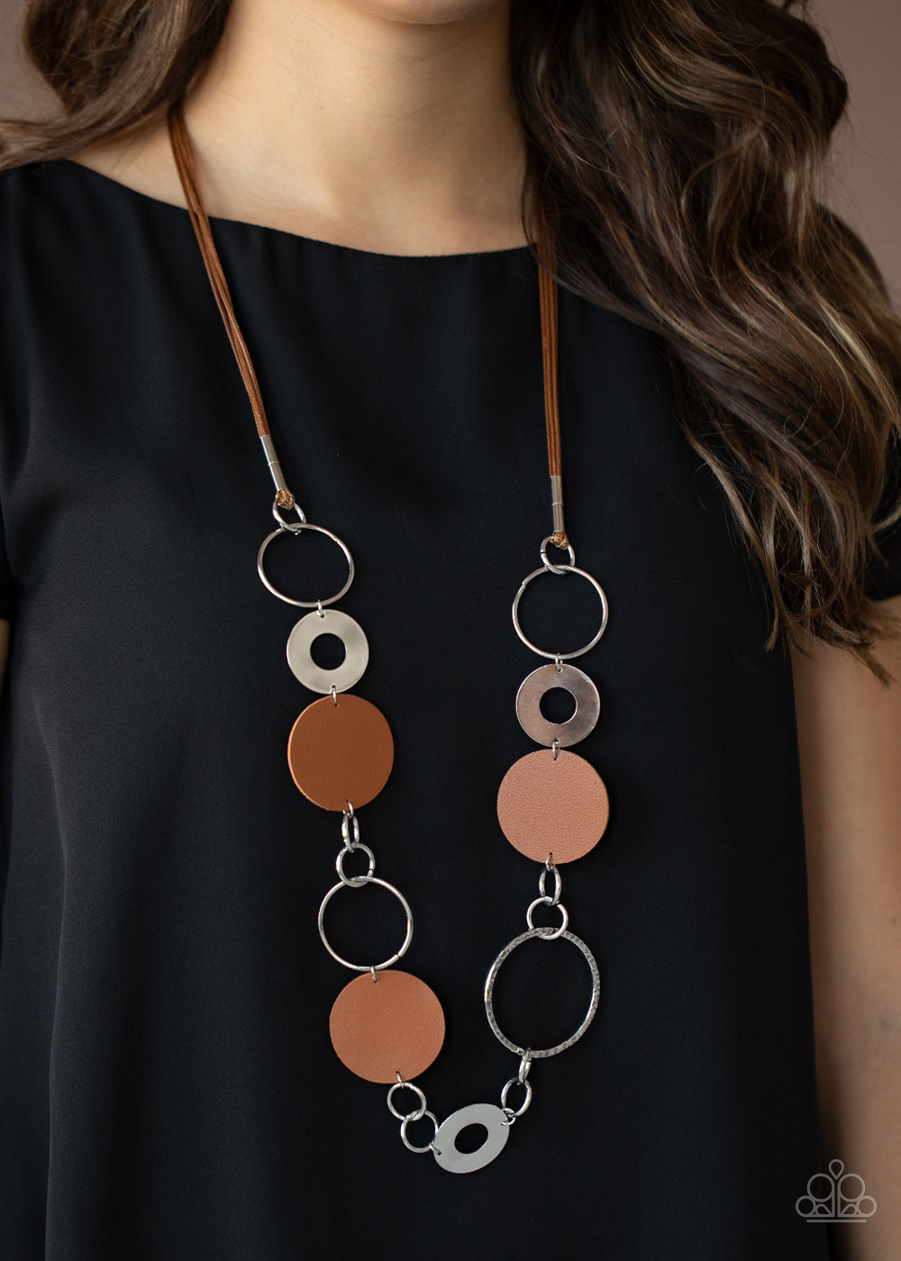 Paparazzi ♥ Sooner or LEATHER - Brown ♥  Necklace