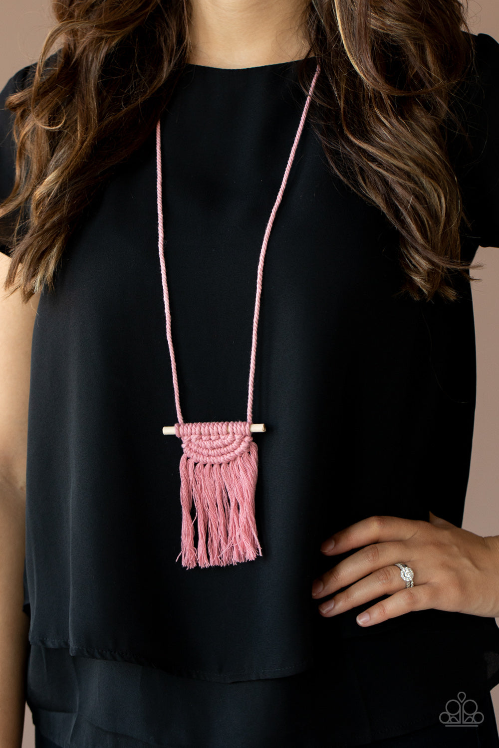 Paparazzi ♥ Between You and MACRAME - Pink ♥  Necklace