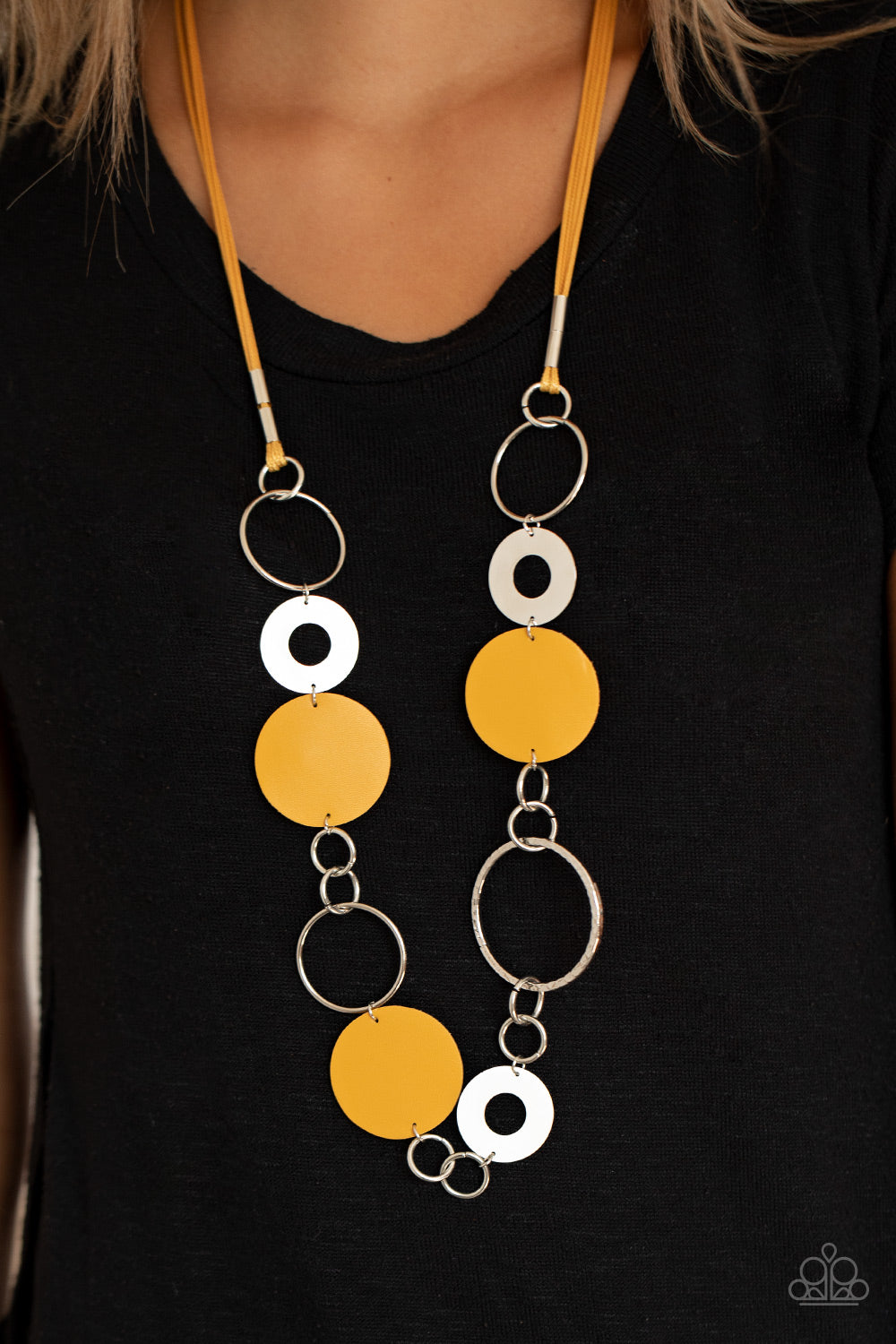 Paparazzi ♥ Sooner or LEATHER - Yellow ♥  Necklace