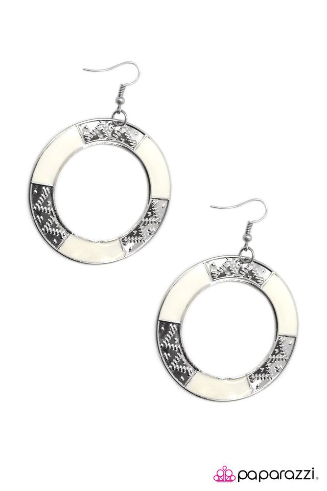 Paparazzi ♥ Beach Babe - White ♥ Earrings