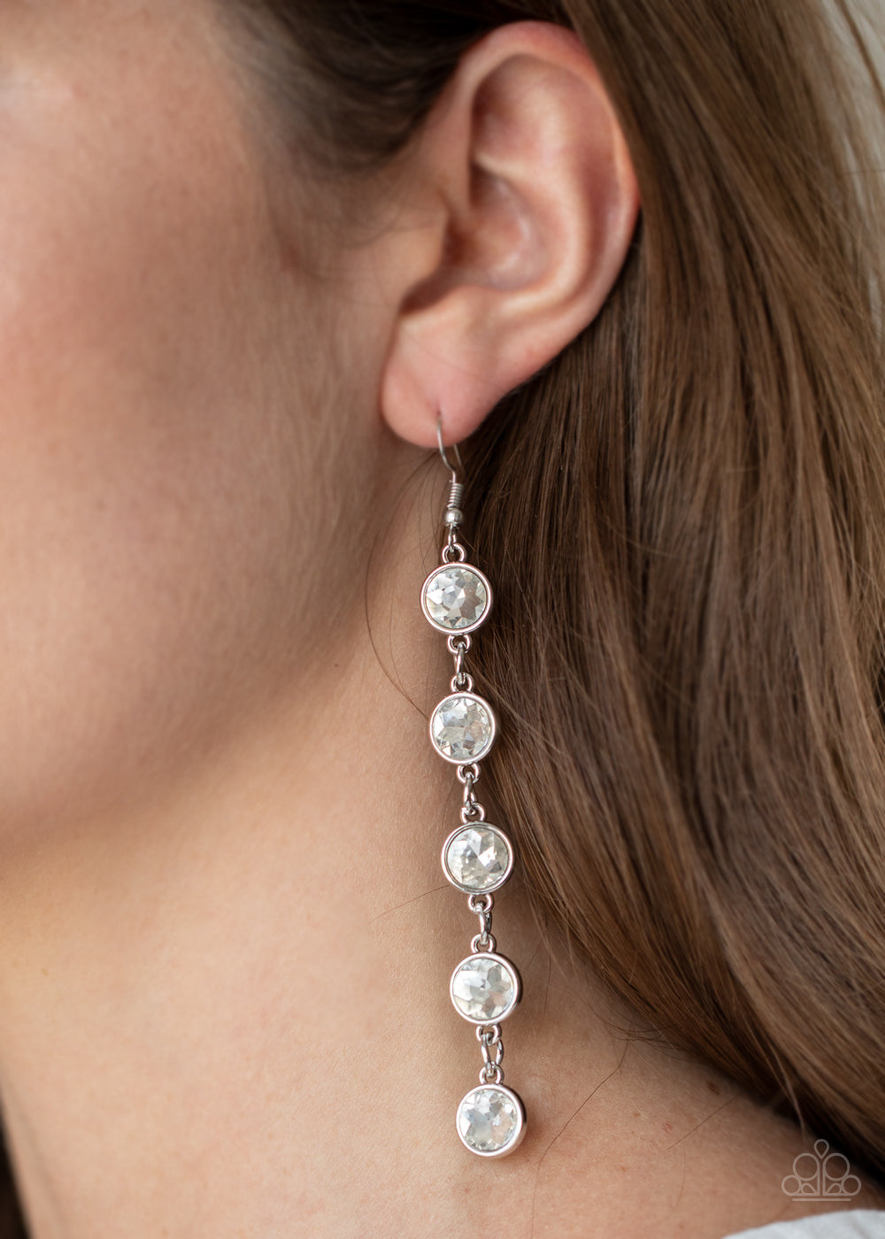 Paparazzi ♥ Trickle Down Twinkle - White ♥  Earrings