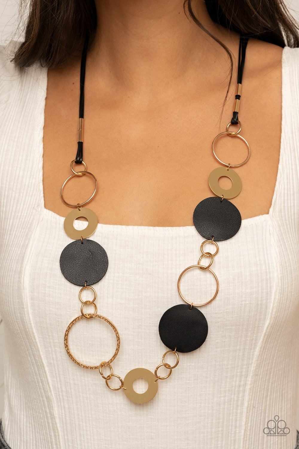 Paparazzi ♥ Sooner or LEATHER - Black ♥  Necklace