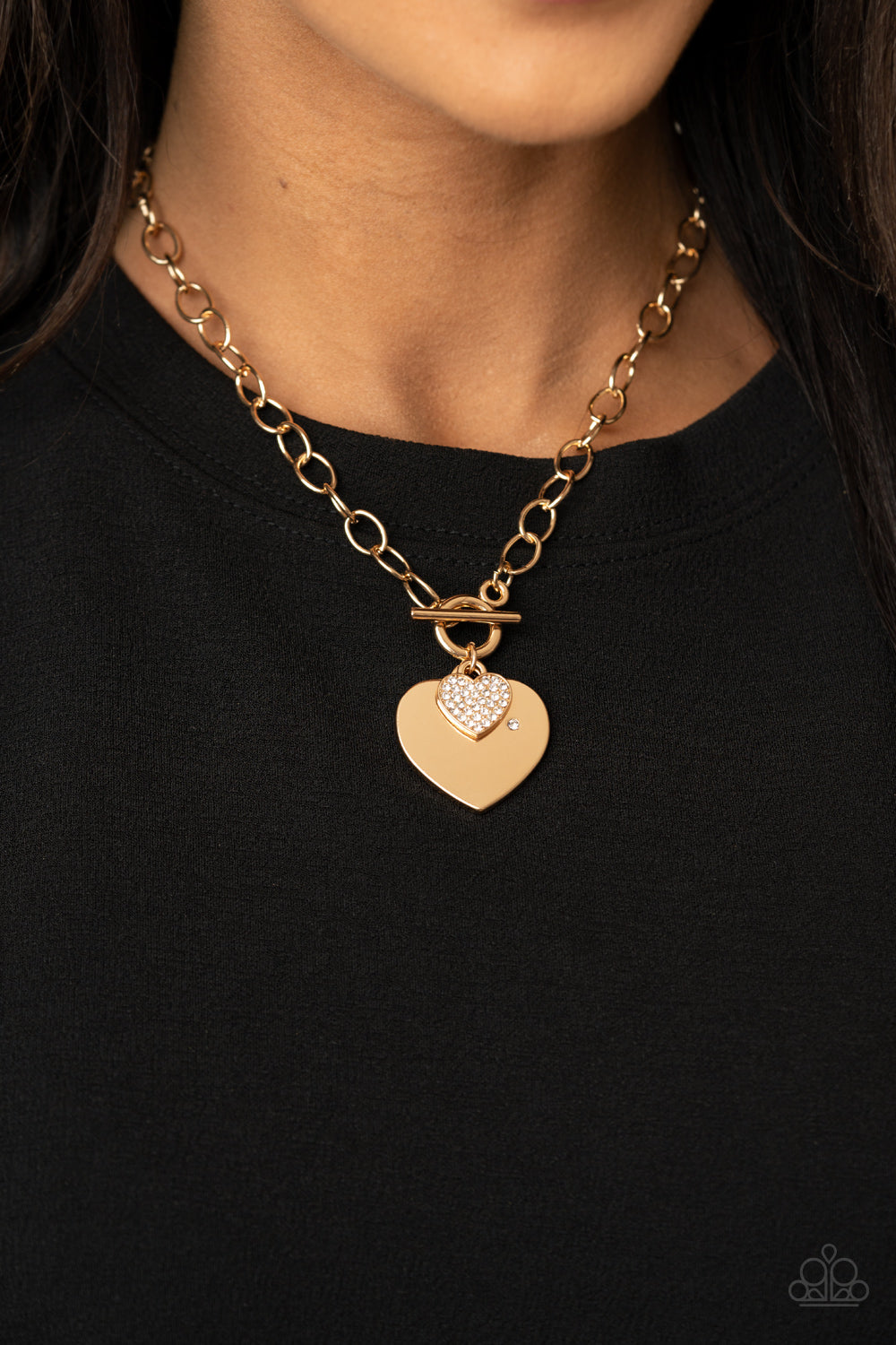 Paparazzi ♥ Heart-Stopping Sparkle - Gold ♥  Necklace