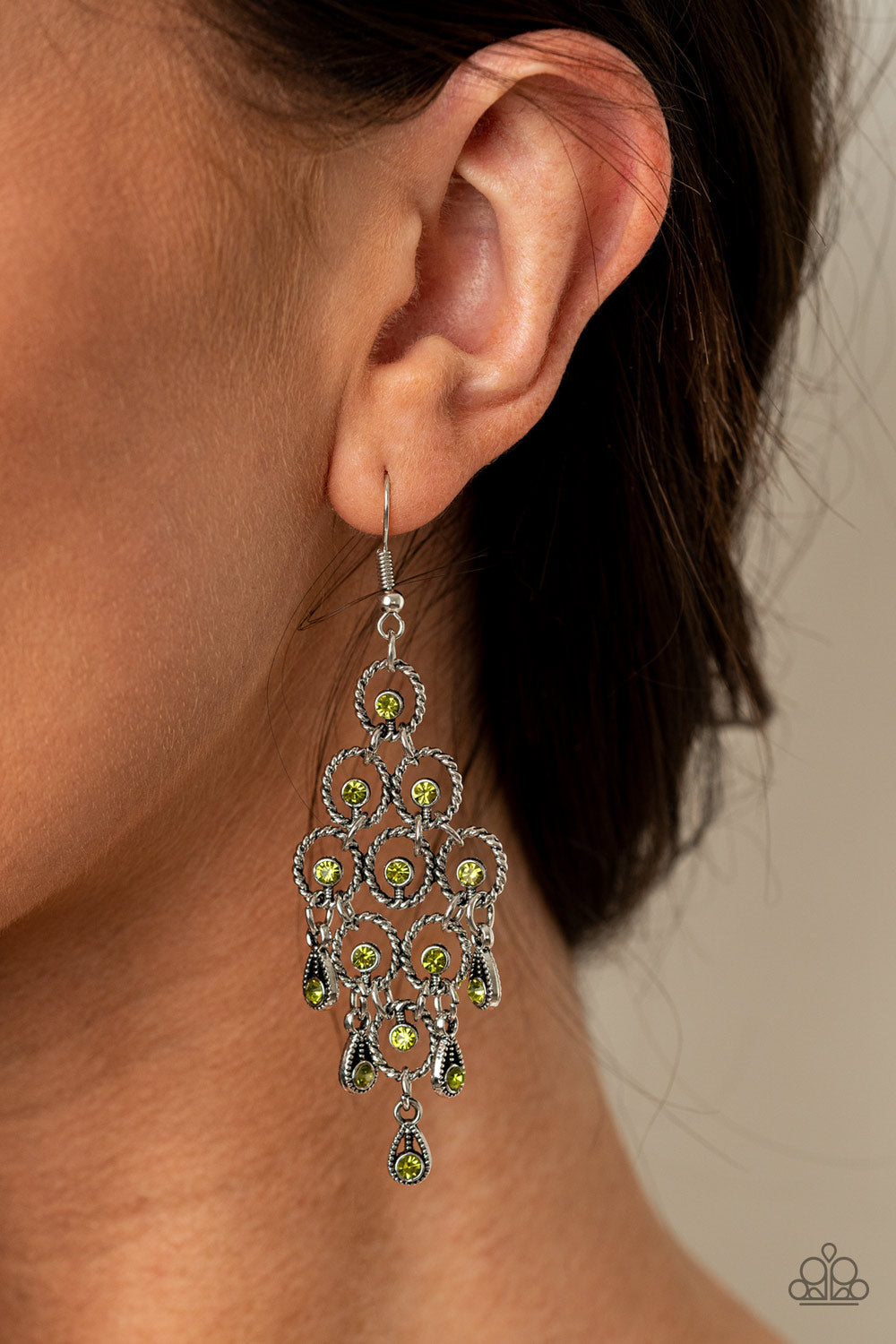 Paparazzi ♥ Chandelier Cameo - Green ♥  Earrings