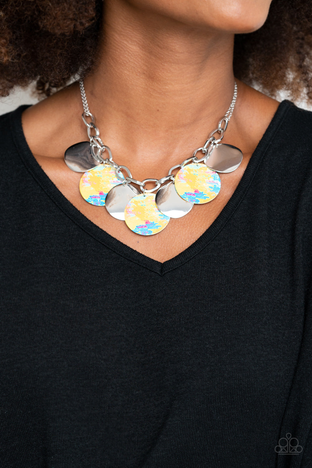 Paparazzi ♥ Tie Dye Drama - Yellow ♥  Necklace