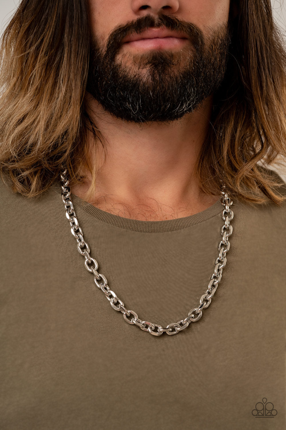 Paparazzi ♥ Steel Trap - Silver ♥  Mens Necklace
