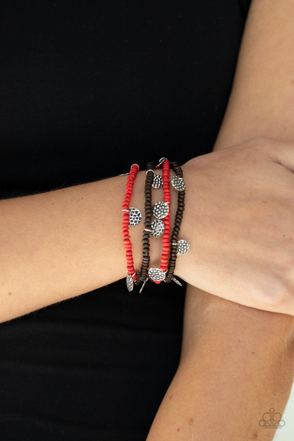Paparazzi ♥ WOODnt Count It - Red ♥  Bracelet